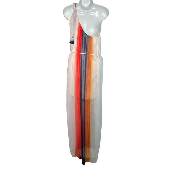 NWT Karina Grimaldi REVOLVE Brava One Shoulder Maxi Dress Sheer Multicolor M - Picture 8 of 16